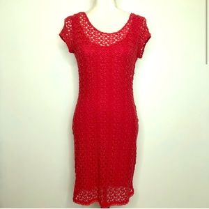 Red knit body con